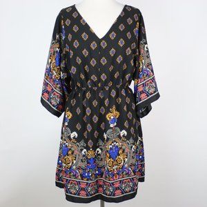 C Wonder Womens Large Paisley Wide Sleeve Dress